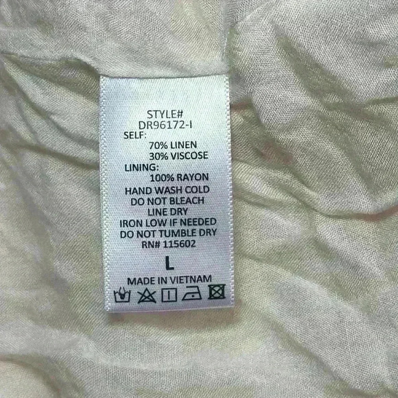 LUSH. Yellow/White Floral Sundress. 70% Linen. Lined. Mini. Elastic Back Wm Sz L - Picture 11 of 13